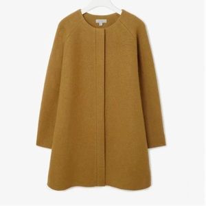 COS mustard yellow wool A-Line coat, Womens' size 14.